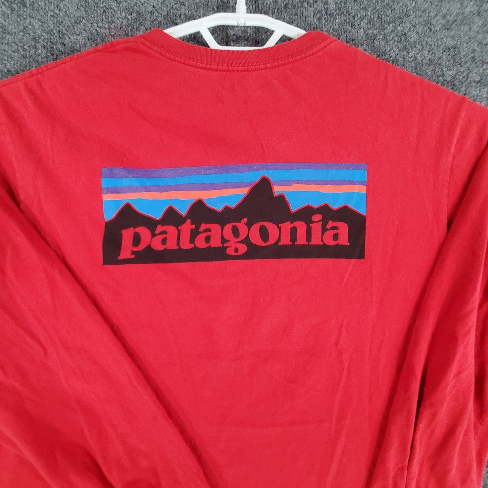 Patagonia Long Sleeve T-Shirt Mens L P-6 Logo Red Graphic Tee - Picture 4 of 8